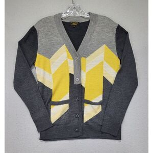 Le Mont St. Michel Cardigan Sweater Women's Small 100% Merino Wool Holes on Back